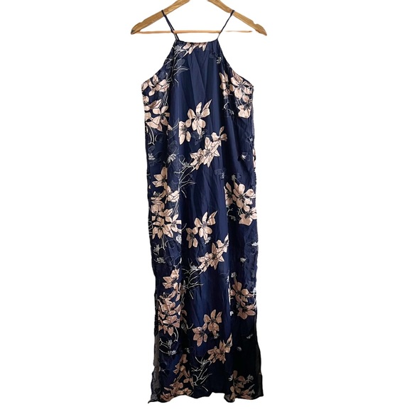 Lulus Moonflower Navy Blue Velvet Floral Print Maxi Dress - Picture 3 of 10